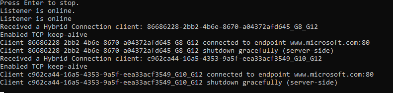 Hybrid Connection Debug Utility connections-only tracing mode