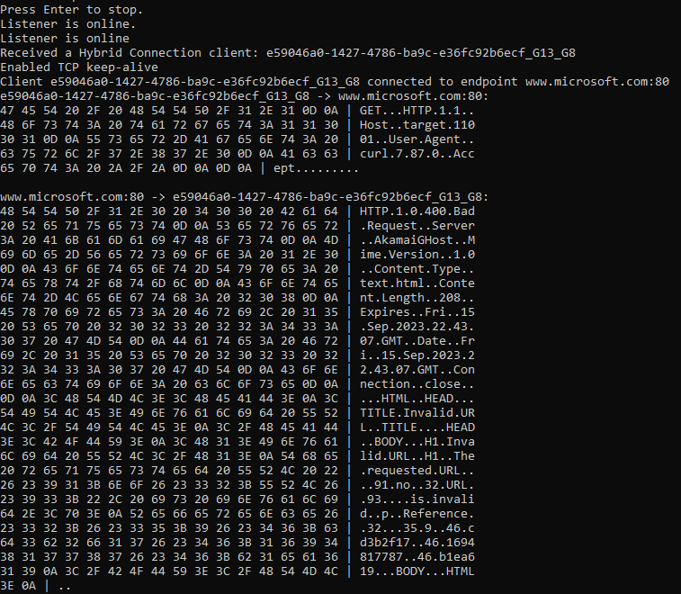 Hybrid Connection Debug Utility verbose tracing mode