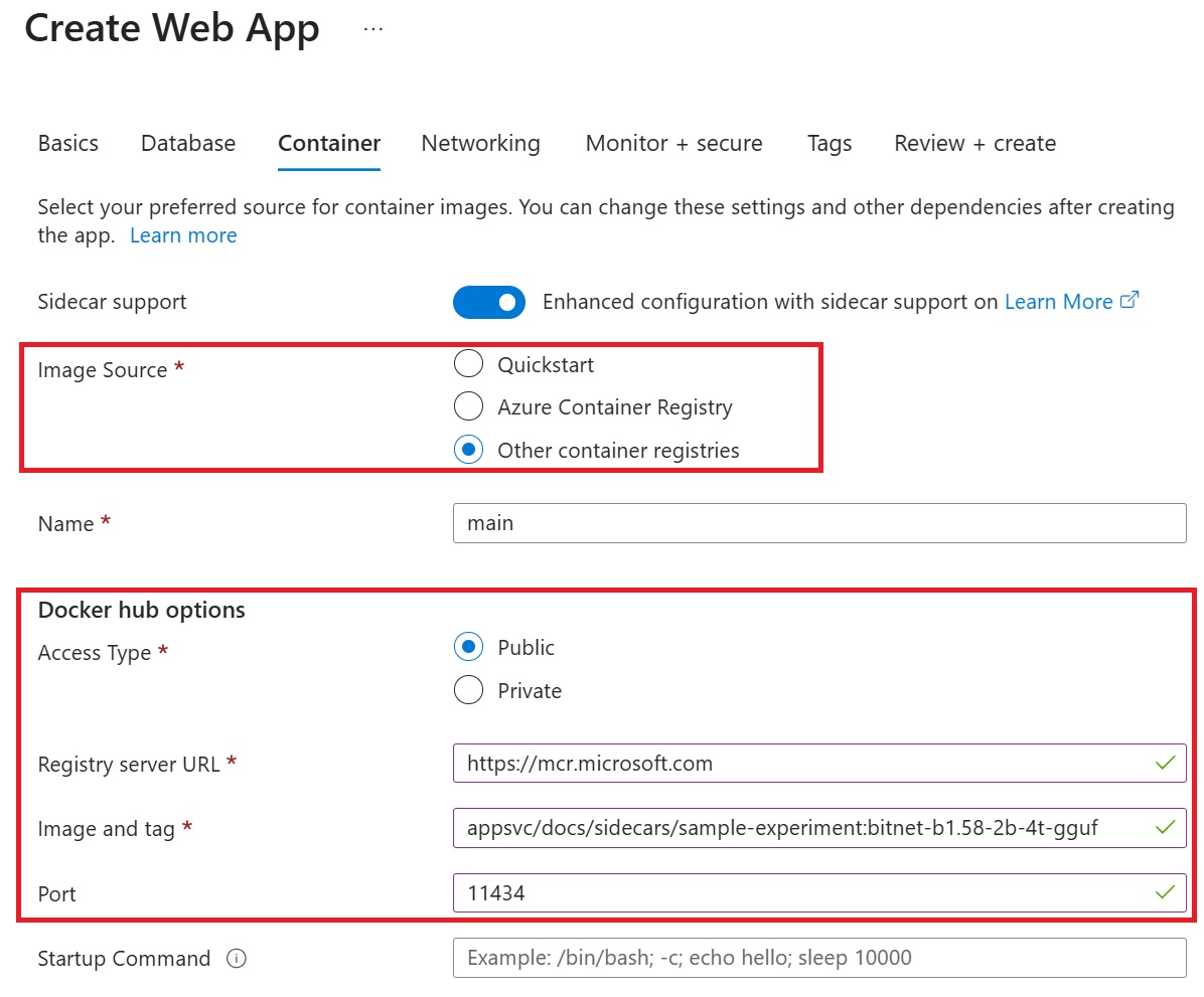 Container config tab